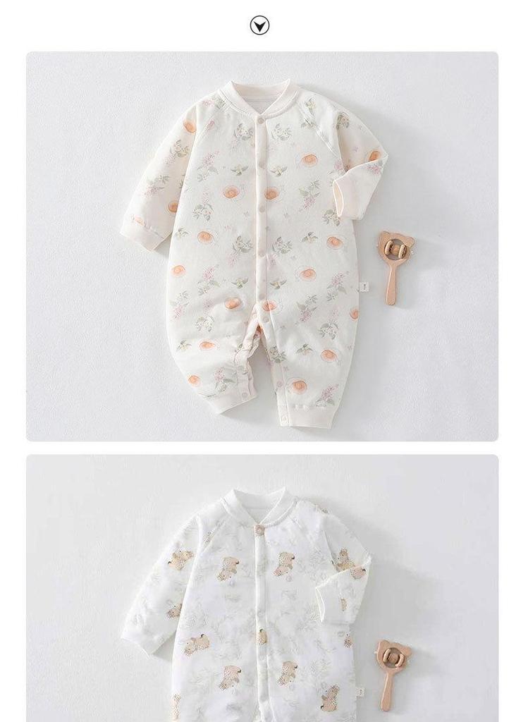 Baby Padded Romper: Warm, Boneless, Thickened Cotton, Double-Breasted, Perfect for Autumn and Winter - 40g Children's Crawling Suit