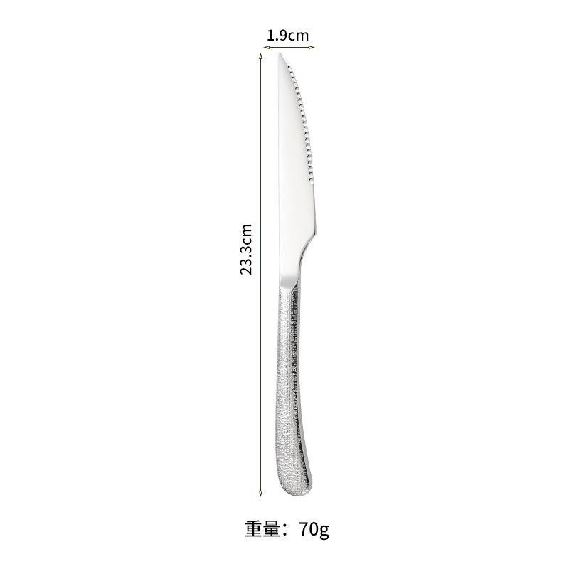 304 stainless steel elegant hammer handle western tableware steak fork dessert spoon afternoon tea restaurant steak knife set