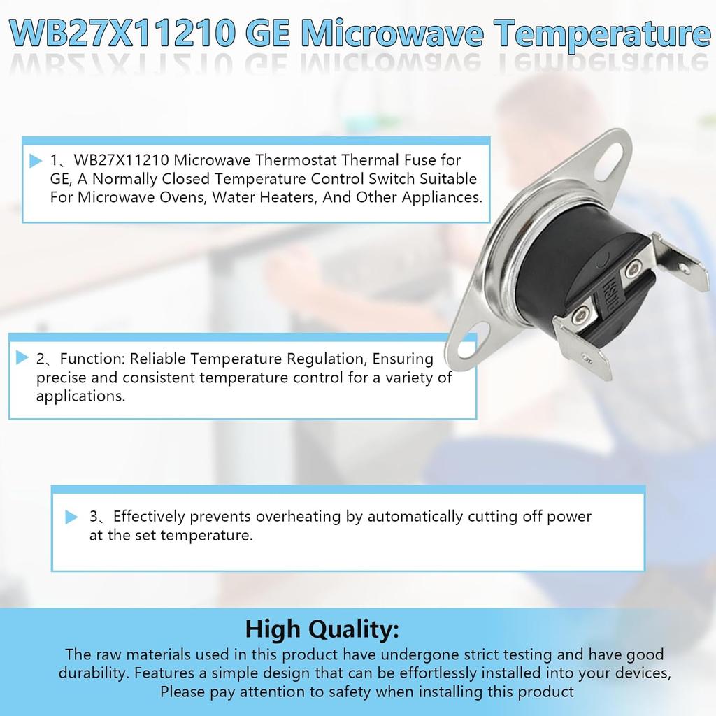 Oven Parts and Accessories WB27X11210 Thermal Fuse Compatible with GE Microwave Temperature Control Switch Thermostat Replacement