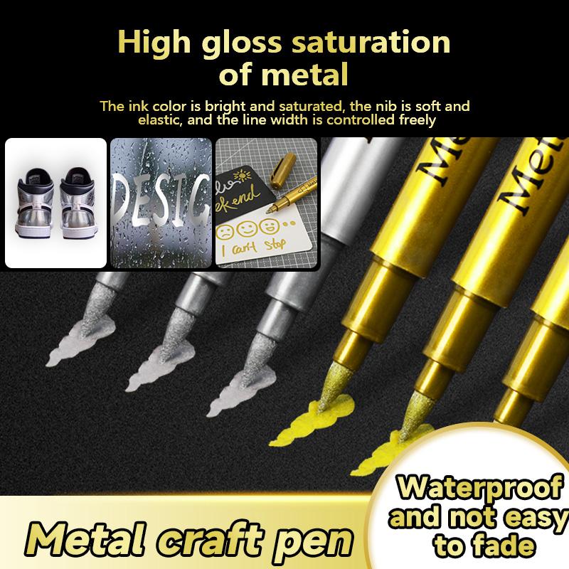 1/2/4-teiliges Pinsel-Metallic-Markerstift-Set, Gold, Silber, Weiß, permanente Kunstmarker für Künstler, Illustration, Basteln, Scrapbooking, Stoff