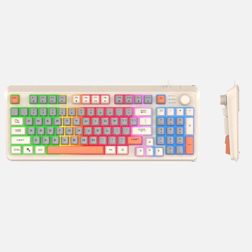 Adjustable Volume 94 Key RGB Keyboard Independent Knob K82 Wired Keyboard  Computer Peripherals