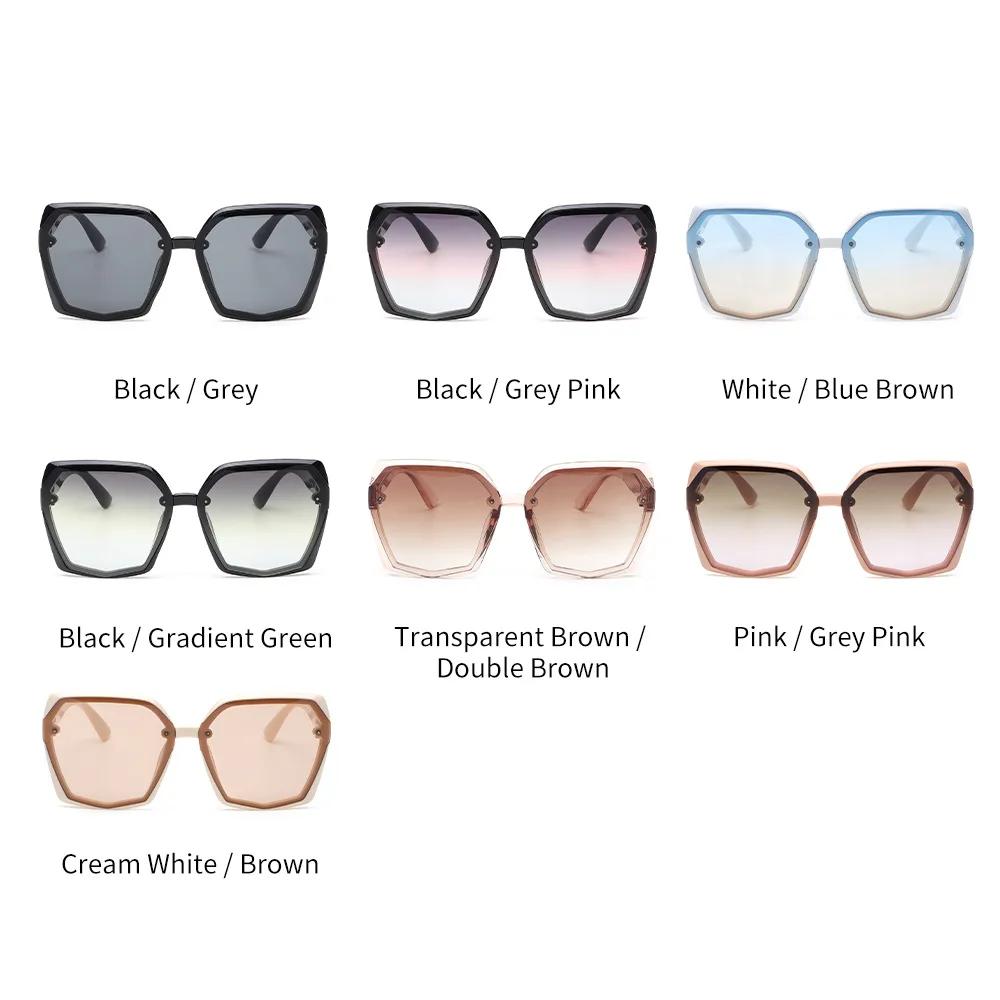 Champagne Brown Big Frame Sunglasses Ladies Fashion Sunshade Sunglasses Brand Designer Multicolor  Sunglasses Women Vintage