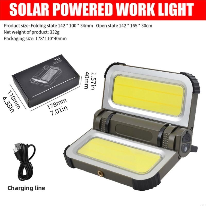Rechargeable LED Work Light with Strong Magnet and IP65 Waterproof Rating Folding Lamp Suitable for Construction Sites M4YD