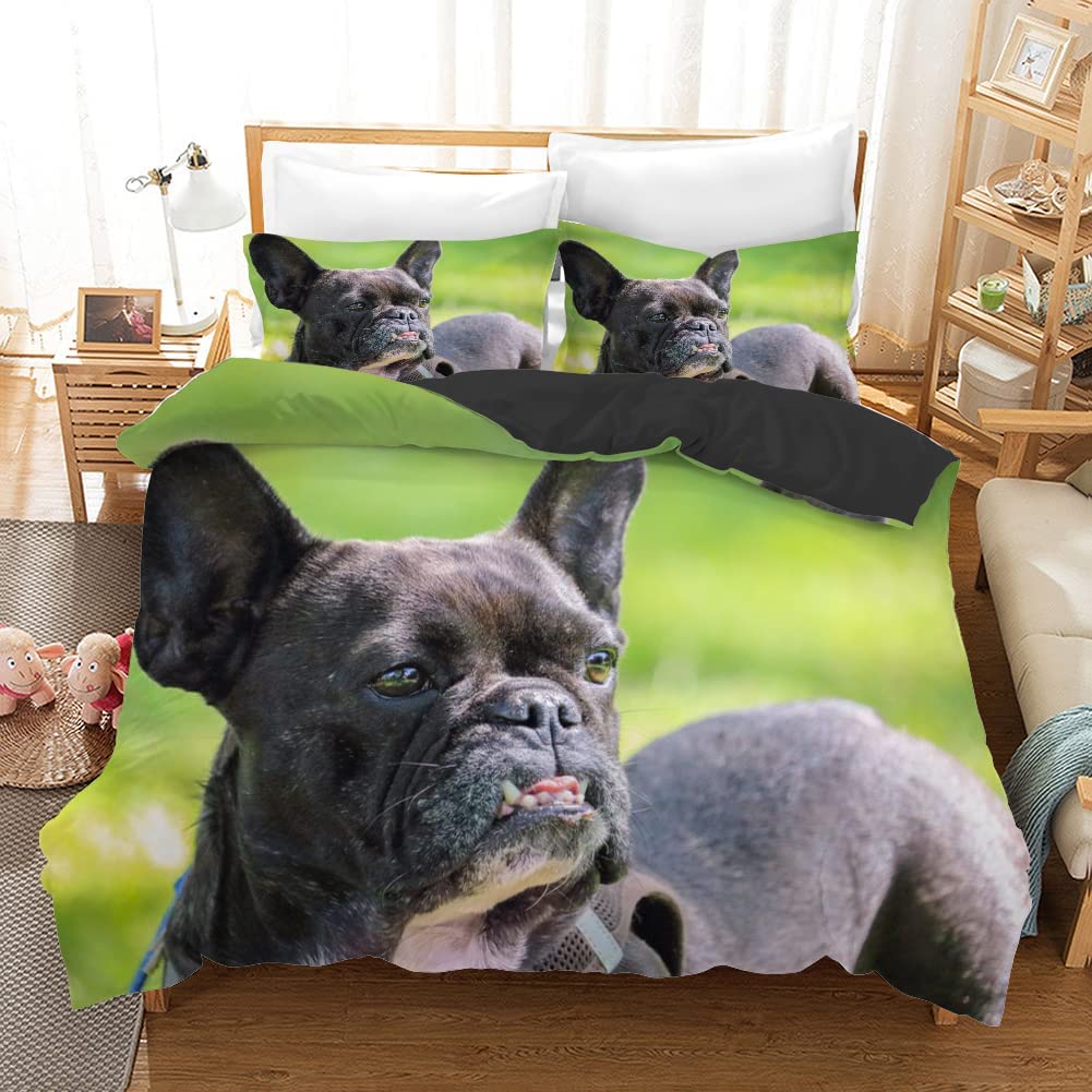 Bulldog Duvet Cover Set Polyester Bulldog Twin Bedding Set Black as well as White Style Animal Theme Double Queen King Size Quilt Cover