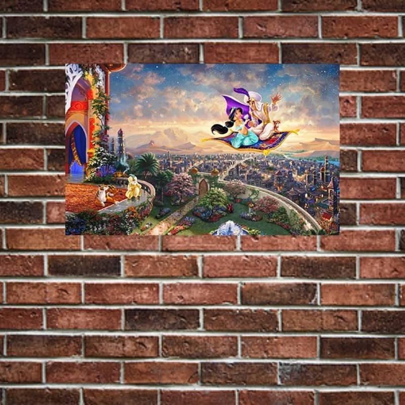 Vibrant Mermaid Princess Canvas Artwork Modern Fairytale Kids Room Decoration