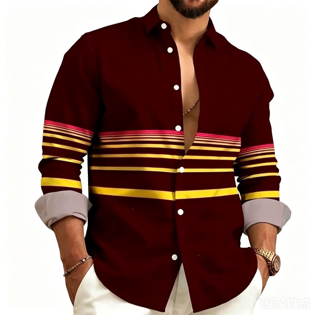 Herren Business Casual Langarm Gestreiftes Hemd für Arbeit Alltag