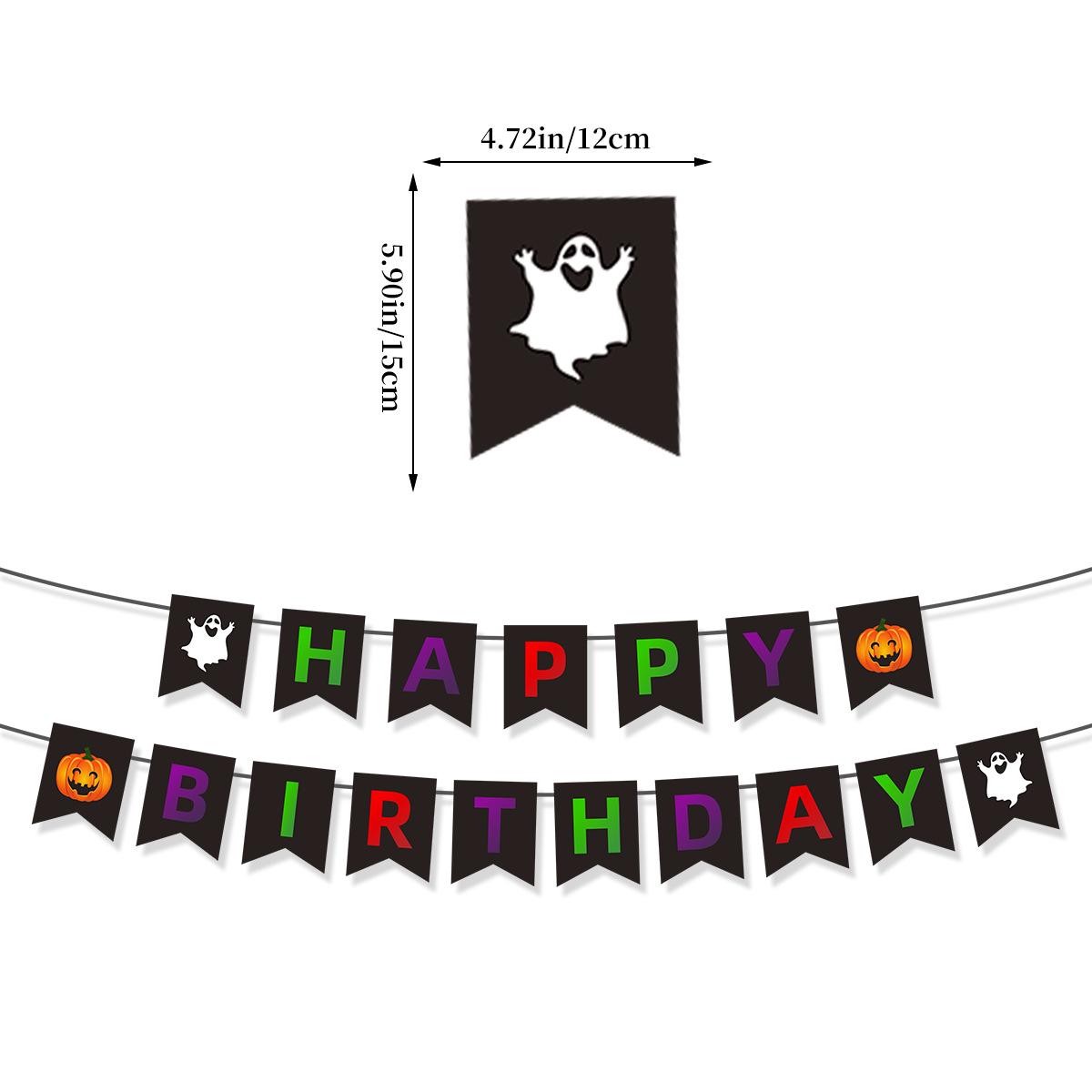 

Halloween Haunted House School Party Arrangement Banner Happy Halloween Colorful ghost pumpkin birthday flag