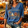 Women's Casual Thanksgiving Print V-Neck Pullover Top