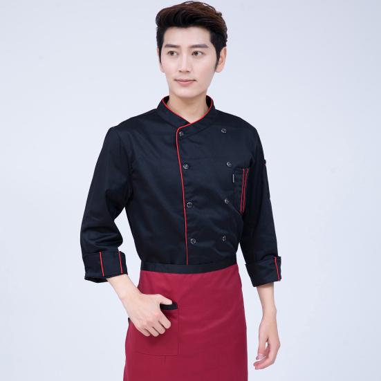 Chef Top Long Sleeves Plus Size Soft Solid Color Stand Collar Dirt Resistant Restaurant Unisex Cardigan Chef Shirt for Work