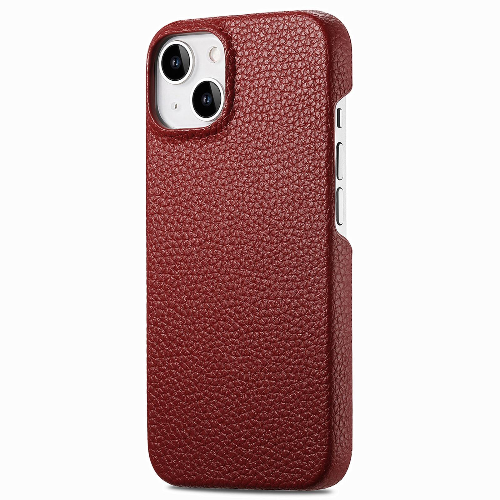 

Y1 For iPhone 14 Plus Case Anti-scratch Litchi Texture PU Leather Coated PC Phone Cover Red