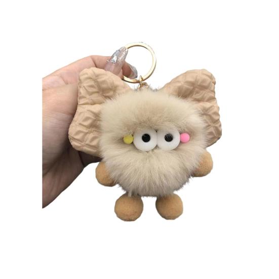 Keychain Plush Fur Bow Soft Imitation Fur Car Keychain Bags Backpacks Handbags Decorative Accessory