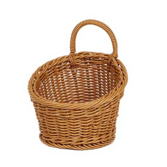 Woven Basket with Handle Rustic Storage Basket Wall Hanging Basket for Fruits Vegetables Snacks Home Farmhouse Kitchen Bathroom Bedroom Storage
