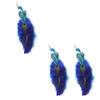 2PCS Simulation Peacock Bird Statue Glitter Clip On Artificial Feathered Peacock with Long Tail for Xmas Tree Holiday