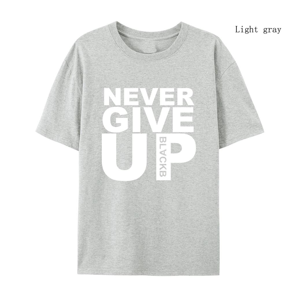 Autumn Winter Men T-shirt Tracksuit Never Give Up 100% Cotton Printed Round Neck High-quality Casual Fitness Street T-shirt