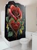 Romantic Rose Heart Shower Curtain - Luxurious Red Floral And Gemstone Design For A Waterproof And Unique Bathroom Dcor Set