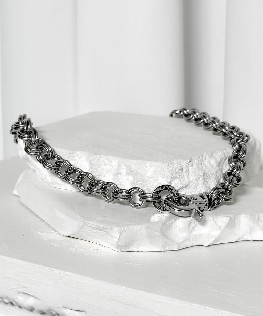 Blessed Bullet 12Mm Renewal Double O-Chain Link Necklace_Vintage Silver/Silver