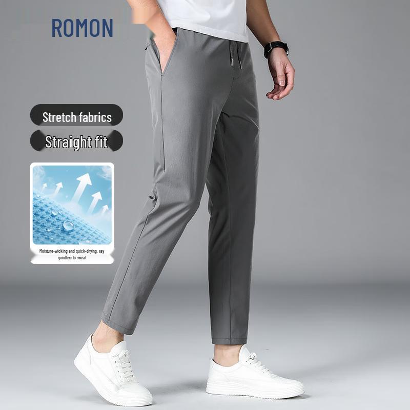 ROMON Men s Ice-Feel Milk Silk Casual Pants 3XL