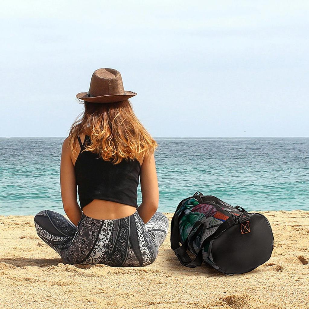 Foldable Mesh Dive Bag Adjust Shoulder Strap Breathable Mesh Travel Duffle  Adjust Shoulder Strap Handle Mesh Travel Duffle