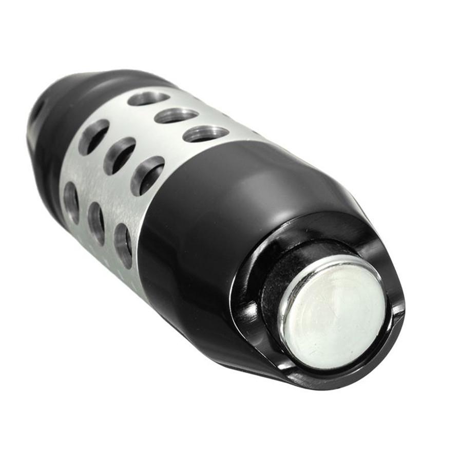 18mm Silver Alloy Aluminum Car Gear Stick Shift Shifter Lever Knob With Button