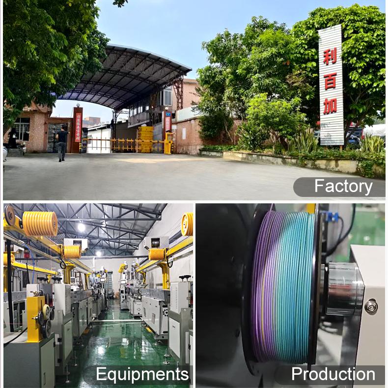 High Quality Colorful 3D Printing Filament rainbow Color Source Factory Customizable Plastic Rods Tri-Color PLA Silk Filament