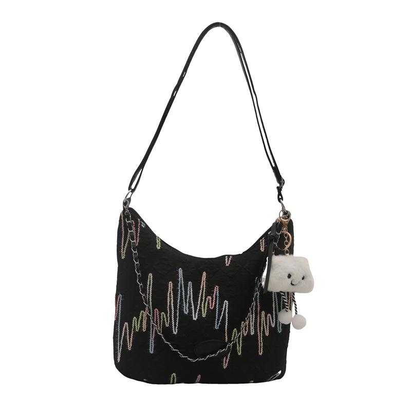 Korean Version of Casual Canvas Tote Bag for Women's Autumn New Simple Casual Shoulder Bag Niche Design Underarm Bag