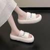 Thick-bottomed fluffy slippers women's high-end outer wear 2025 autumn and winter new home cotton slippers lamb wool one-word drag