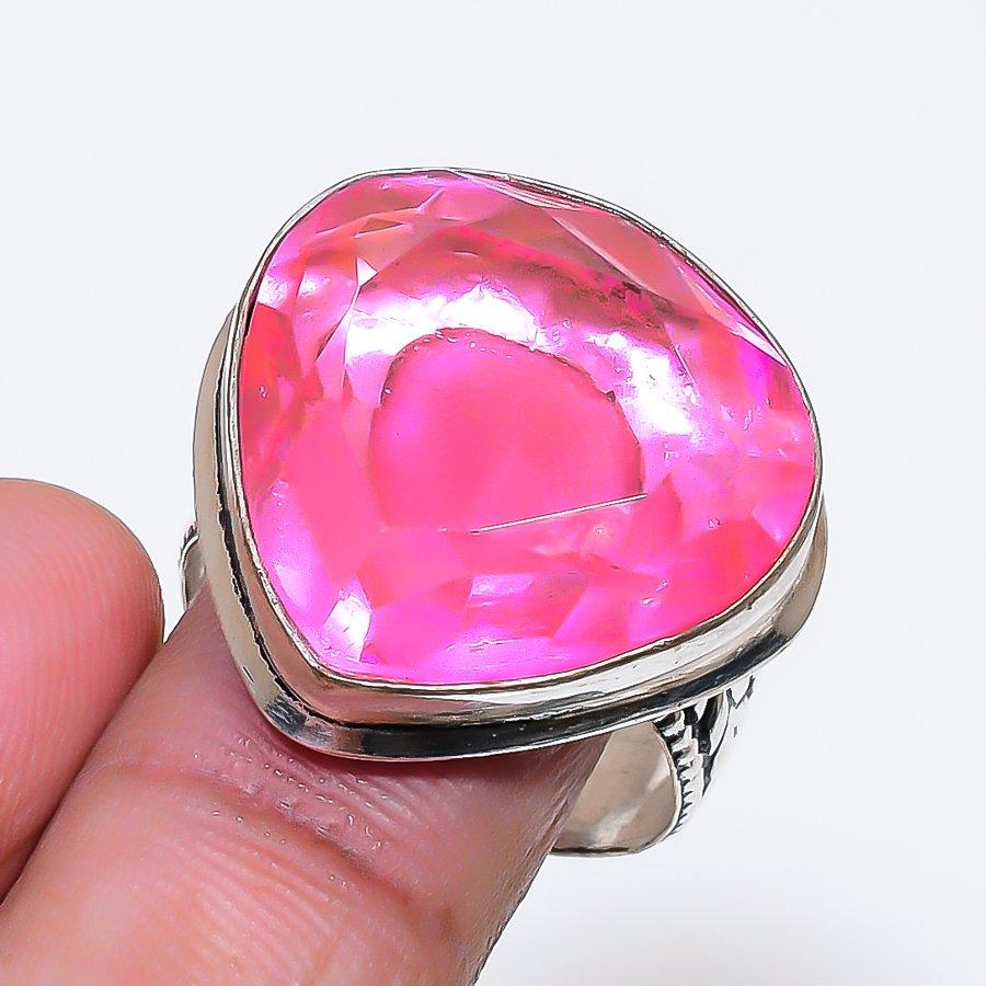 Natural Pink Kunzite Gemstone 925 Sterling Silver Jewelry Ring Size 10 AR-18702