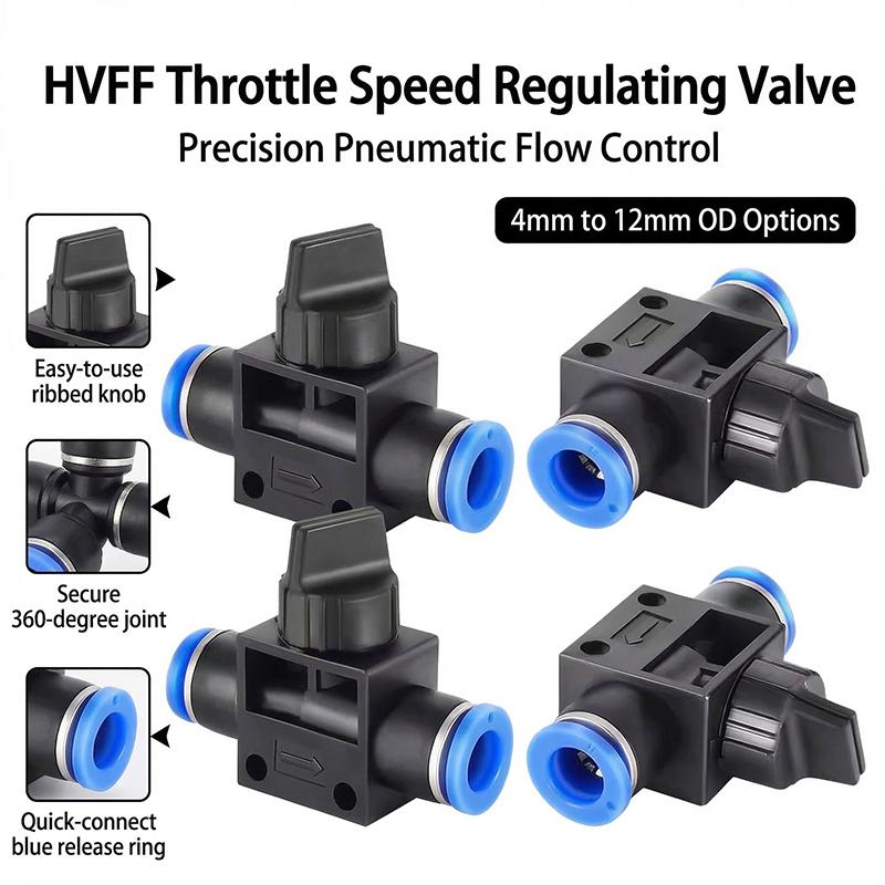 HVFF Pneumatic Fitting 2 Way Quick Push Connector Tube Hose 4mm 6mm 8mm 10mm 12mm Air Pneumatic Parts Plastic Switch Controller