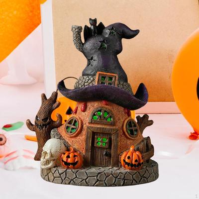 Steinhaus Statue Feengarten Haus Figur Handwerk mit bunten Lichtern für Schrank Außen