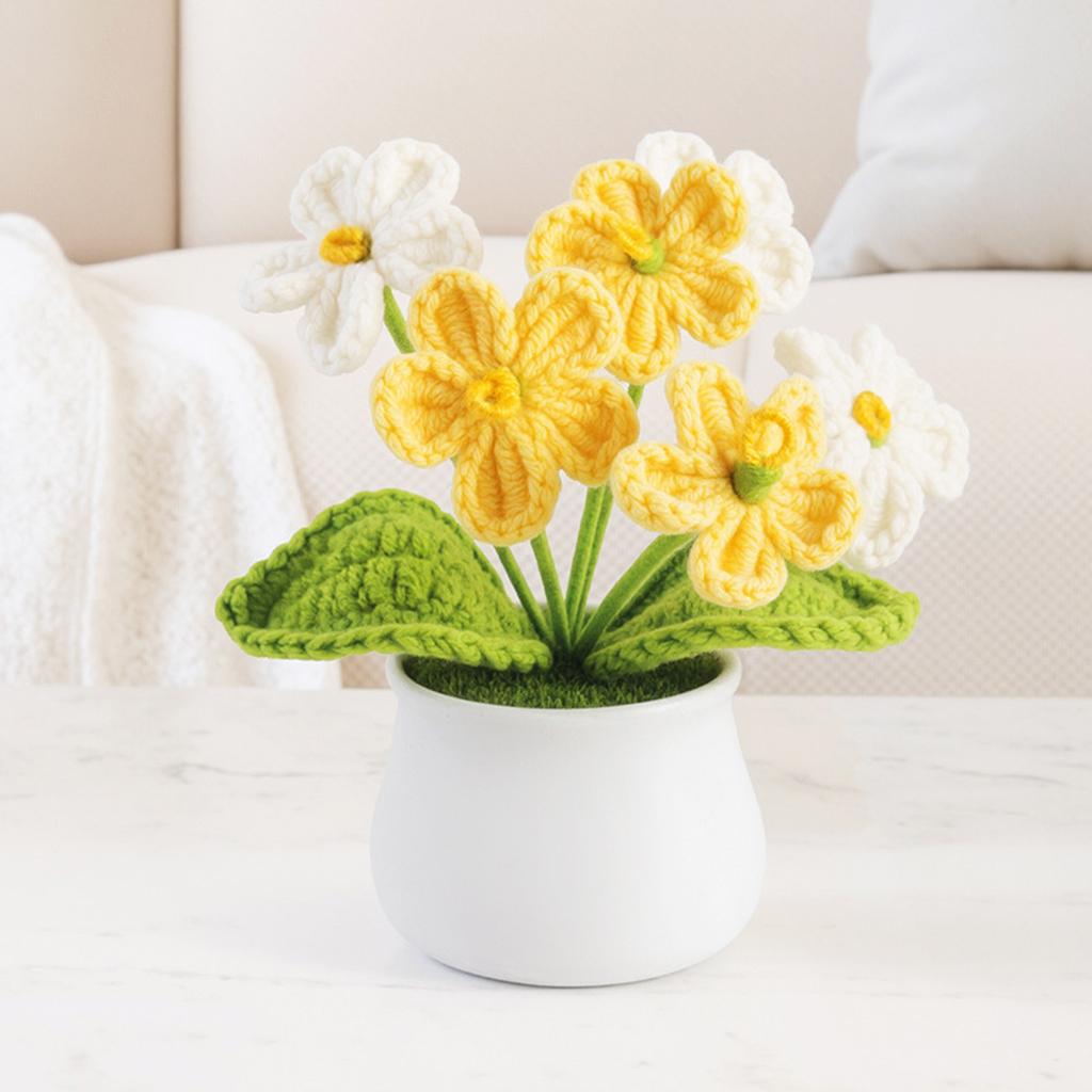 Knitting Crochet Lavender Flowers Potted Plant Colorful Flowers Handmade Flowers Home Office Car Decors Valentine Gift