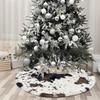 1pcs Hot Selling Cow Print Fleece Christmas Tree Skirt Polyester Tree Mat for Home Decor Holiday Carpet Pad Home Decoration