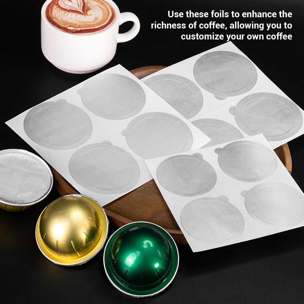 100 Pcs Coffee Pods Aluminum Foil Lid Self Adhesive Aluminum Foil Seal Cover for Rich Flavor 100mm/3.94in