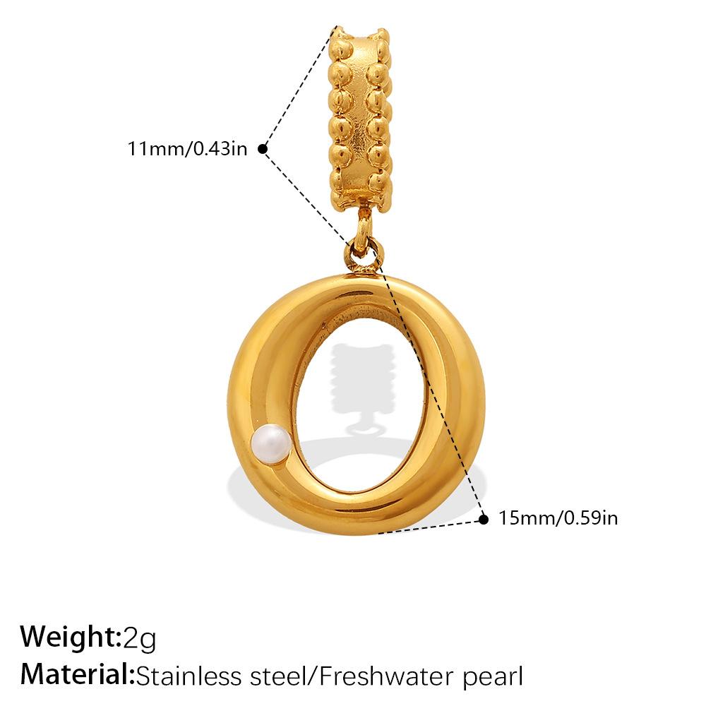 Fashion Personalized Bubble Three-Dimensional 26 English Pearl Letter Pendant Stainless Steel Gold-Plated Diy Accessories