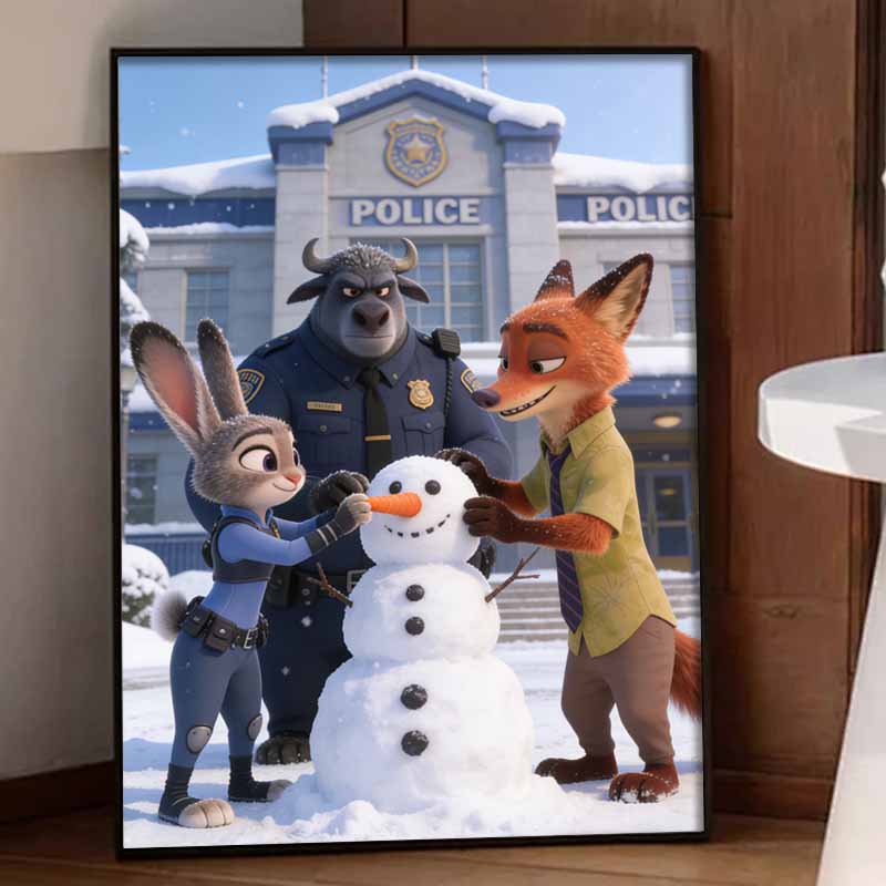 Disney Diamond Art Painting Kit 5D Diamond Zootopia Snowman Building Art Diamond Home Wall Decor