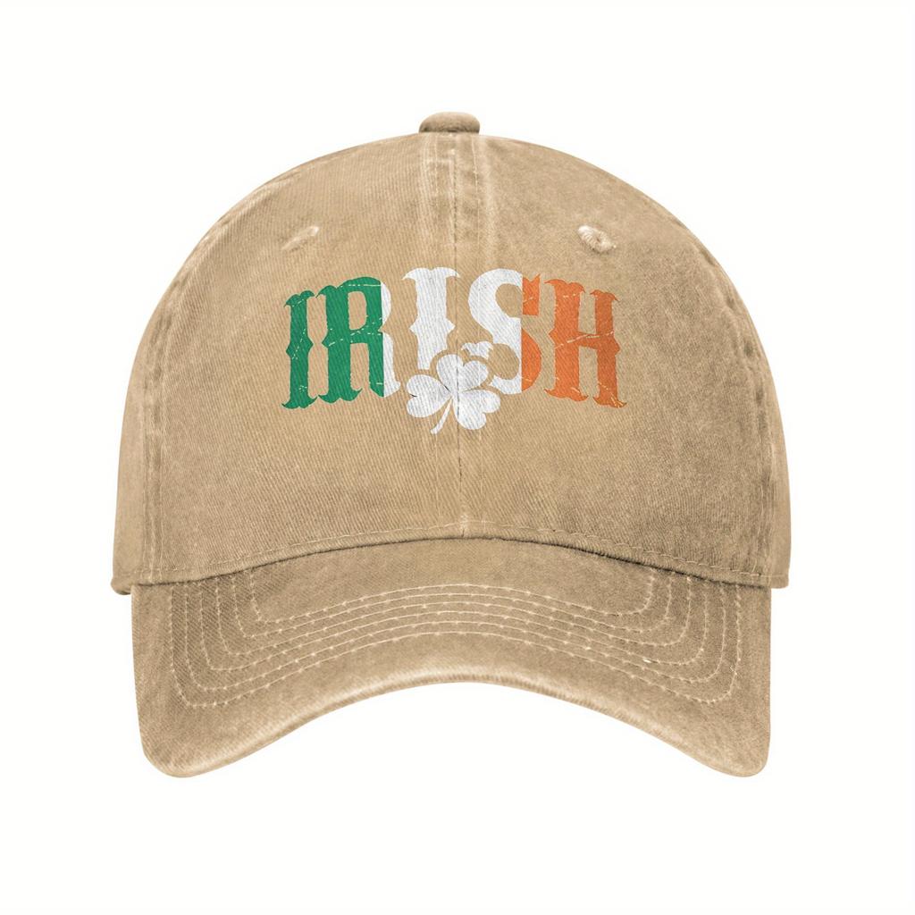 Irish Flag Clover Baseball Denim Cap Retro Washed Outdoor Casual Unisex Adult Polyester Hat