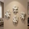 4 Piezas Decoración de Pared de Querubín Romántico | Clásico, Relieve de Ángel, tallado,