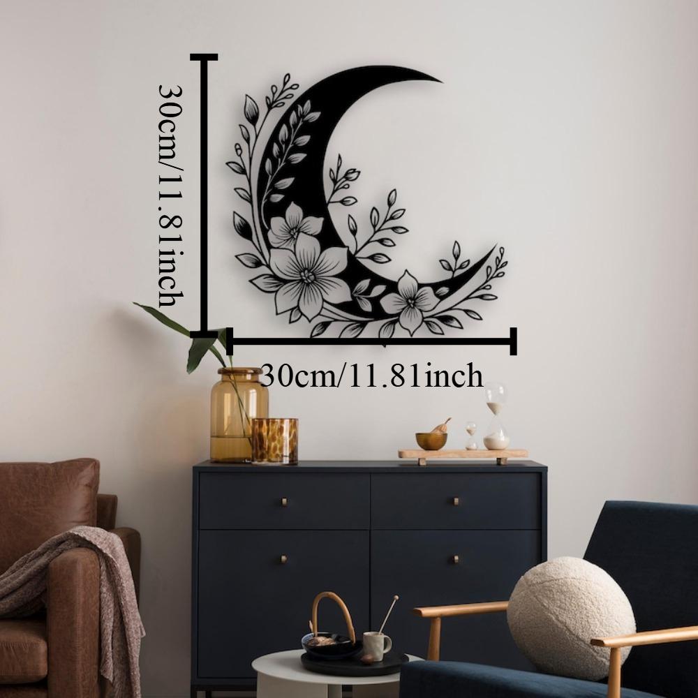 Кованое железо Цветок Луна Настенное искусство Бохо Небесное Украшение для дома 12in