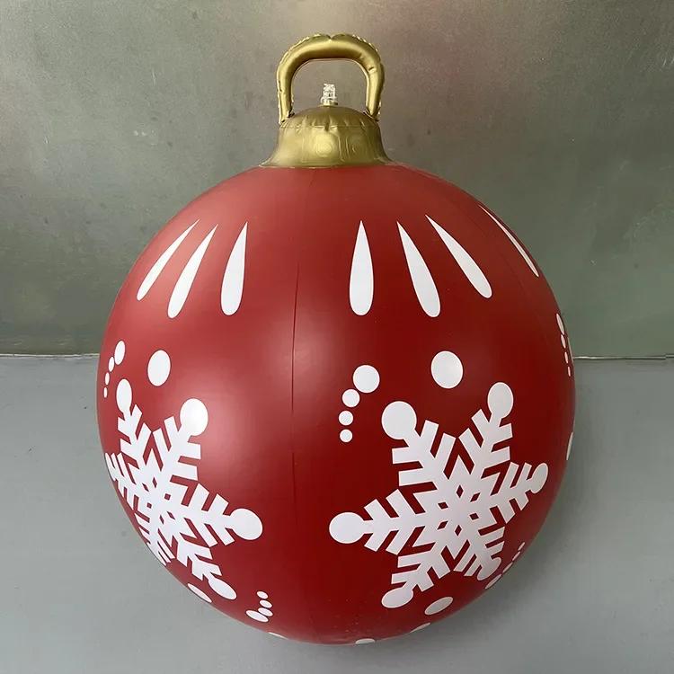 60cm Buiten Kerst Opblaasbare Versierde Bal PVC Reusachtig Groot Grote Ballen Kerstboom Decoraties Speelgoedbal Zonder Licht Ornament 60cm