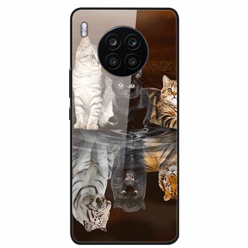 Tempered Glass Cases For Honor 50 Lite Covers Protective Fashion Hard Back Cover for Huawei Honor 50 Lite Phone Cases 50Lite Bag