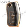 Jingyuqin For Ford Focus 2 MK2 Fiesta Mondeo C-MAX Galaxy Falcon Territory Ecosport Car TPU Folding Key Cover Bag Shell Case