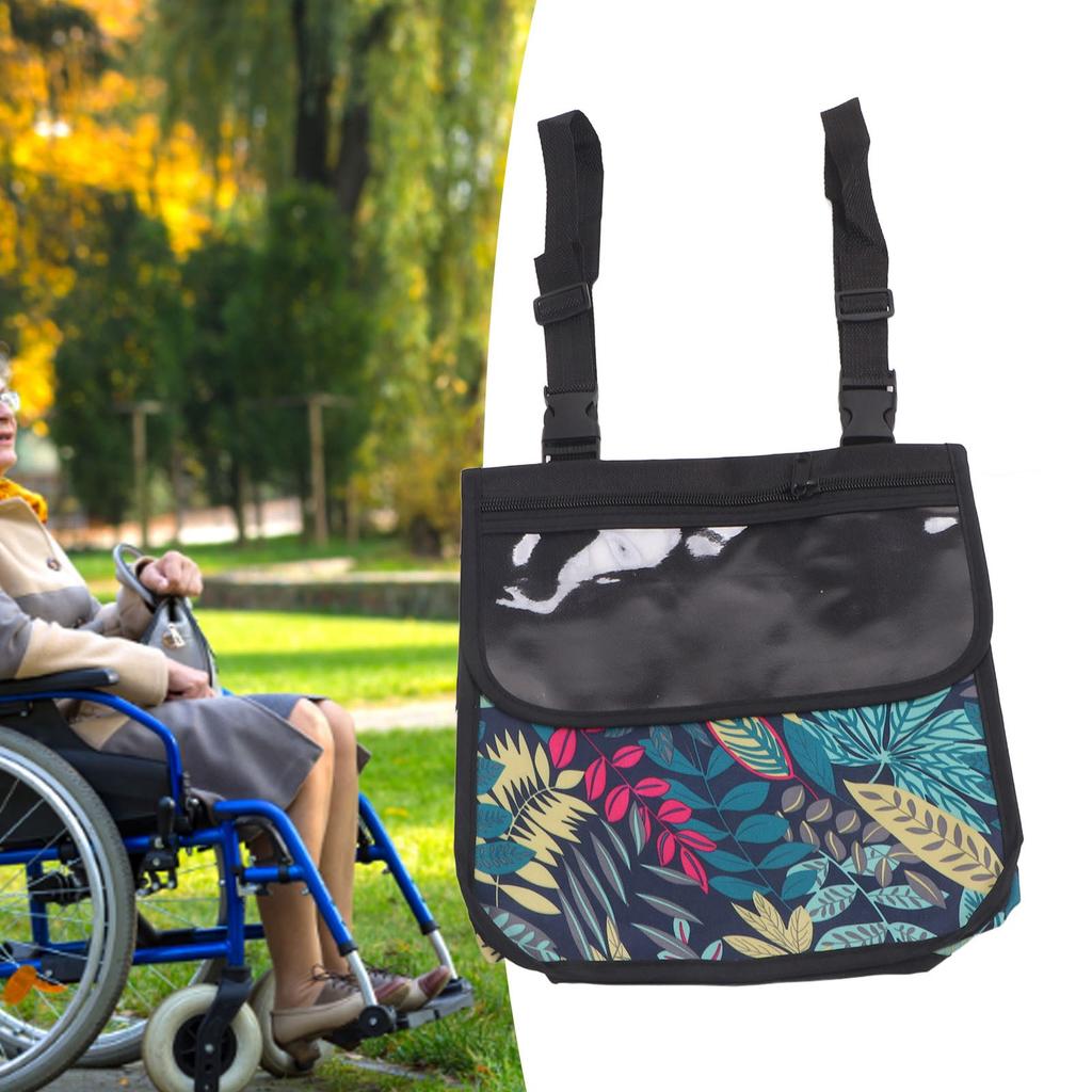 Wheelchair Bag Large Capacity Oxford Cloth Waterproof Dustproof Handlebar Bag with Lanyard