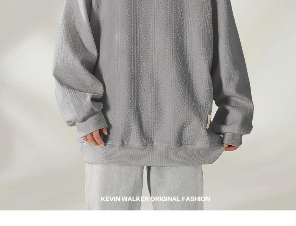 NASA Men's Trendy Long Sleeve Spring/Autumn Hoodie - Plus Size Heavyweight T-Shirt with Velvet, Solid Color, Loose Slit Design.