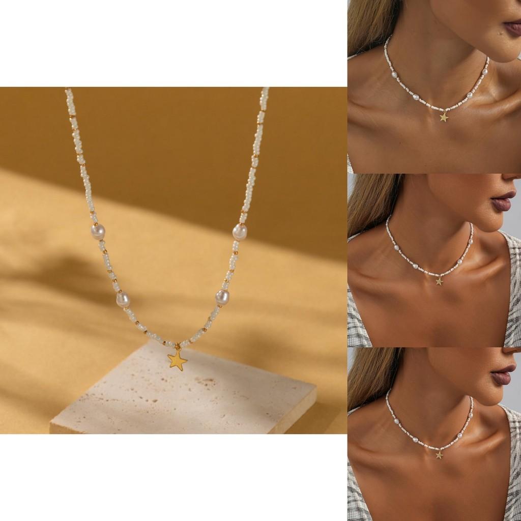Creative Star Shaped Irregular Imitation Pearl Necklace For Women Stylish Jewelry