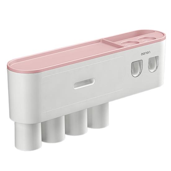 Toothbrush Holder Space Saving Cup Upside Down Punch-free Toothbrush Holder Stand with Mouthwash Cup for Home