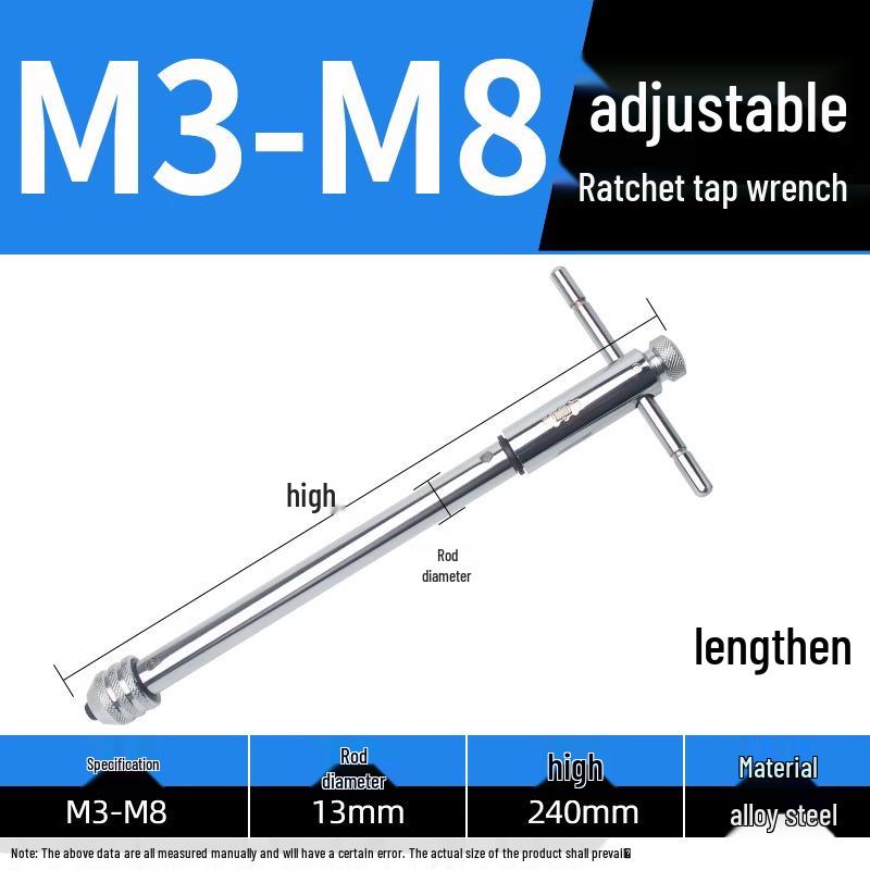 Manual Ratchet Hand Tap Wrench Set for Threading and Reaming