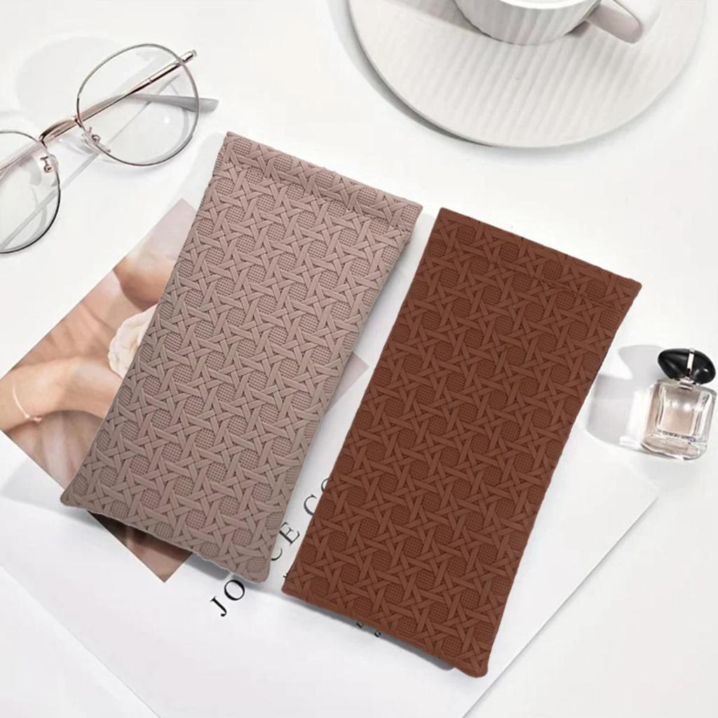 1pc Minimalist Elegant Trendy Glasses Pouch Woven Texture PU Leather Portable Sunglasses Storage Box Durable Protective Containe