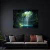 2D Magical Cave Waterfall Tapestry Tropical Cenote Lagoon with Hanging Vines Wall Art