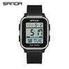 SANDA 2211 Leisure Men's Electronic Watch Multi functional Square Dial Calendar Sports Fluorescent Waterproof Digital Watch