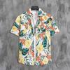 Men's Floral Summer Beach Shirt - Japanese Streetwear, Versatile, Breathable, Loose Fit, Hong Kong Style.