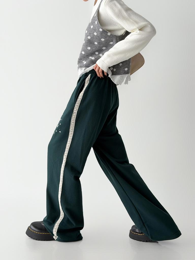 THE GREEN LAB Lace Side Line Track Pants [Green]